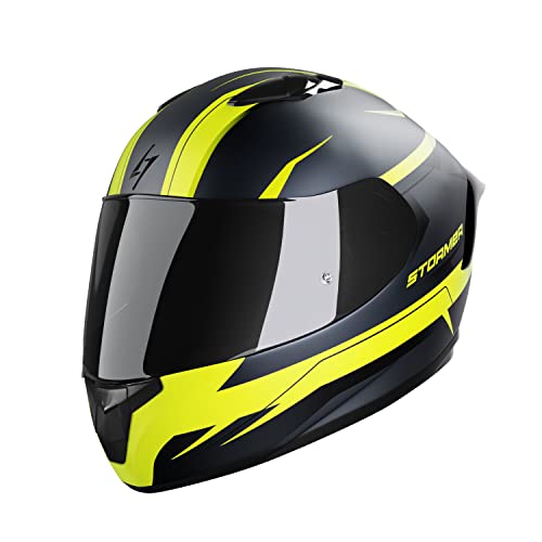 STORMER, Kask full face motocyklowy ZS-601 STAR neon yellow black grey matt, M