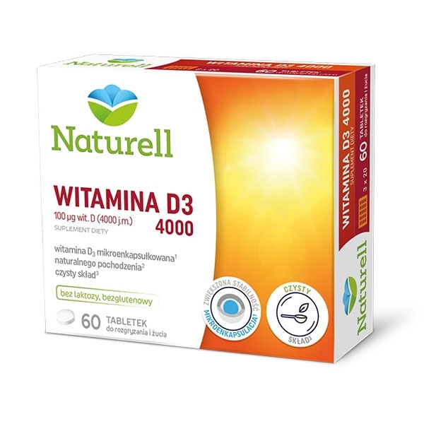Naturell Witamina D3 4000 x60 tabletek do rozgryzania i żucia