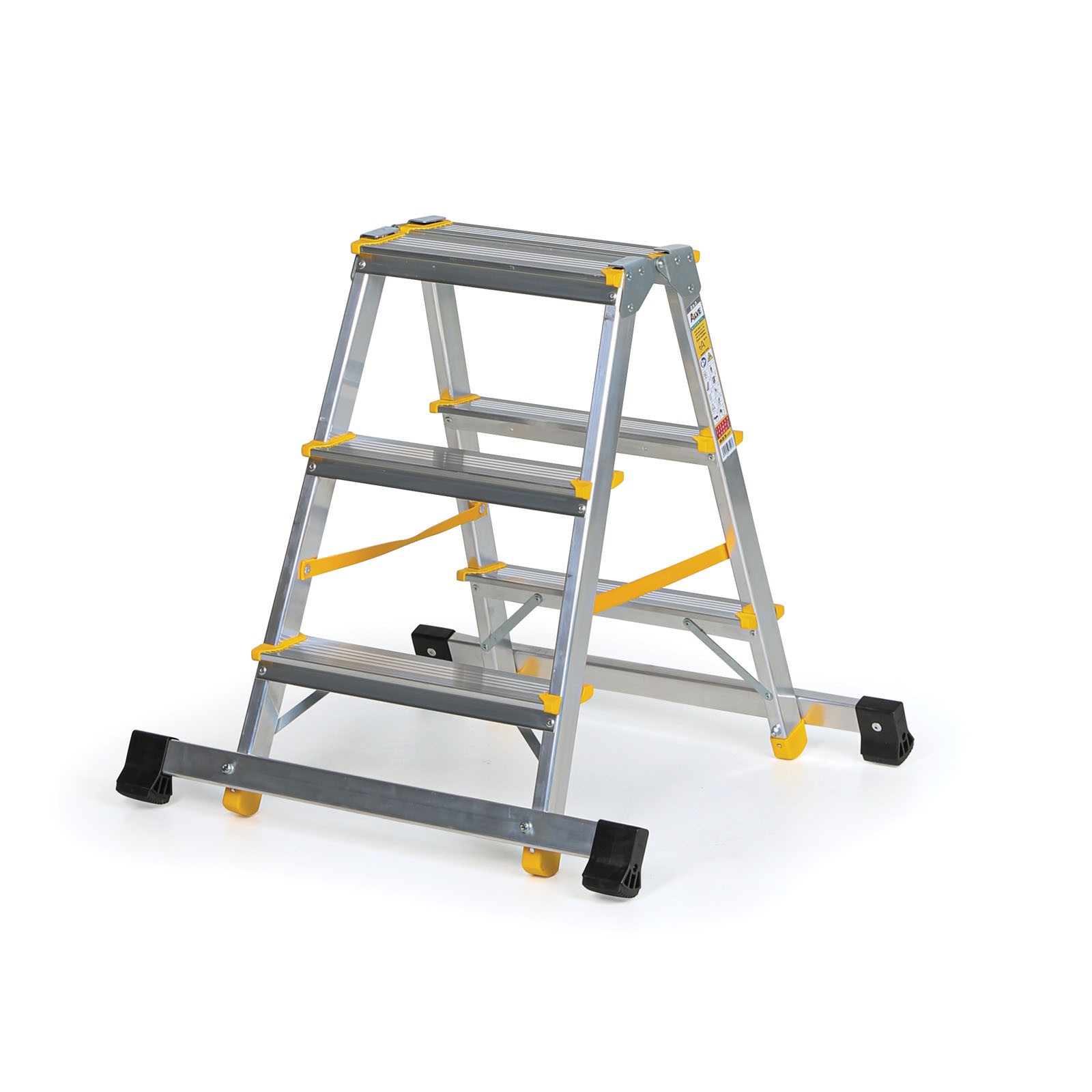 Aluminiowe stopnie dwustronne ALVE EUROSTYL ze stabilizatorem, 2x3 stopnie, wysokość 0,61 m