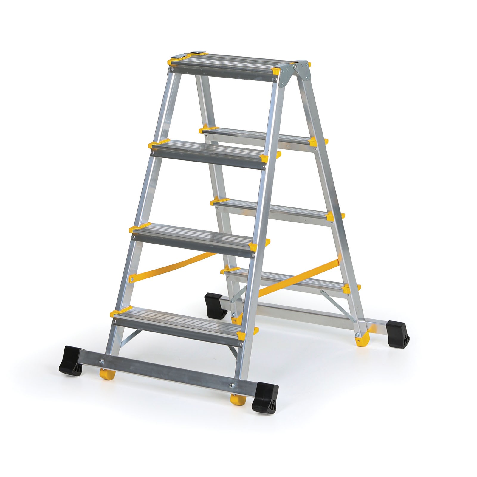 Aluminiowe stopnie dwustronne ALVE EUROSTYL ze stabilizatorem, 2x4 stopnie, wysokość 0,84 m
