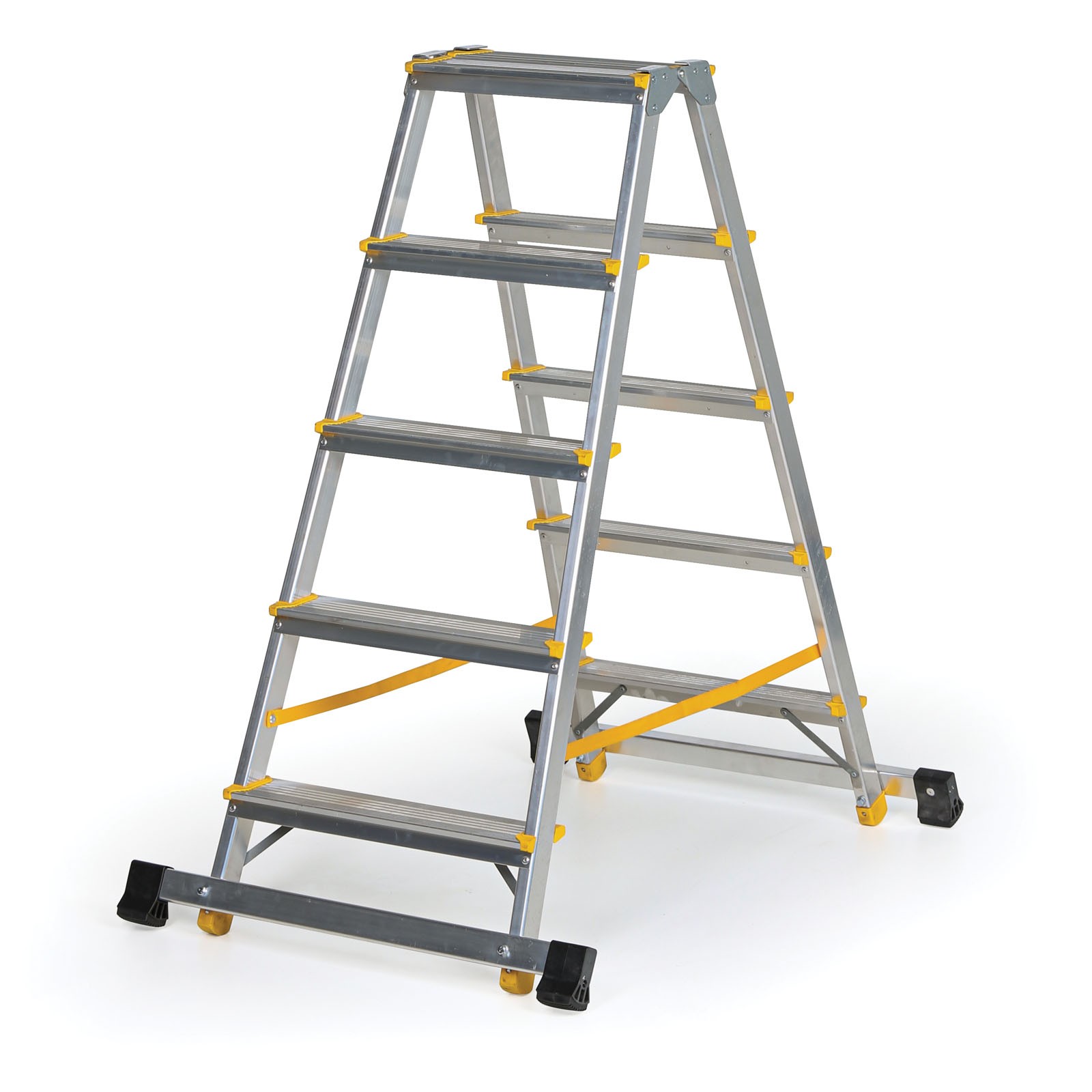 Aluminiowe stopnie dwustronne ALVE EUROSTYL ze stabilizatorem, 2x5 stopni, wysokość 1,04 m