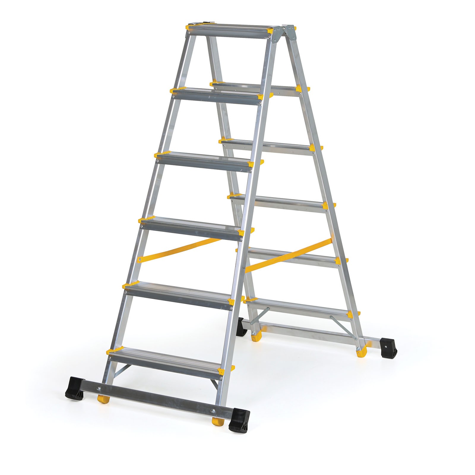 Aluminiowe stopnie dwustronne ALVE EUROSTYL ze stabilizatorem, 2x6 stopni, wysokość 1,26 m