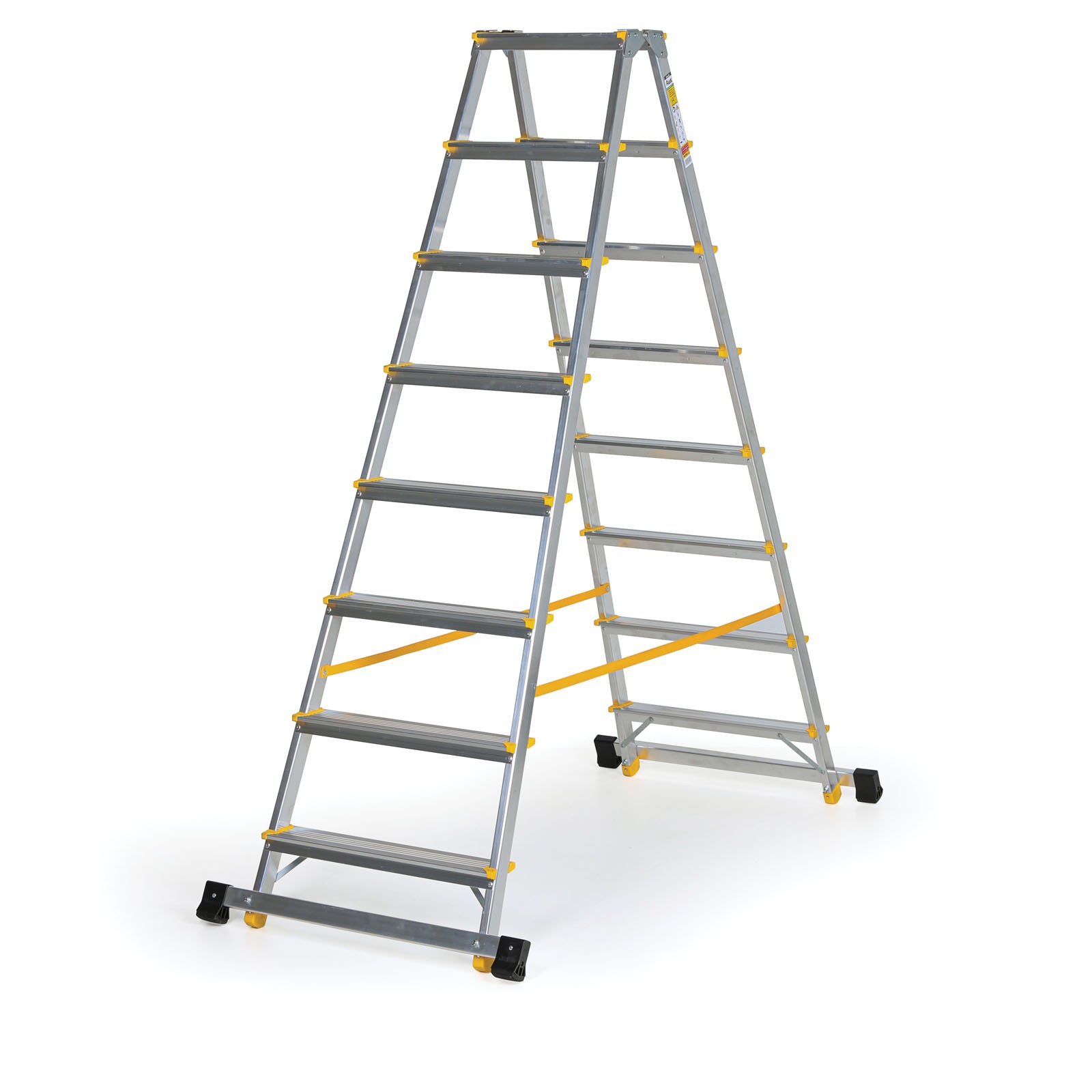 Aluminiowe stopnie dwustronne ALVE EUROSTYL ze stabilizatorem, 2x8 stopni, wysokość 1,68 m