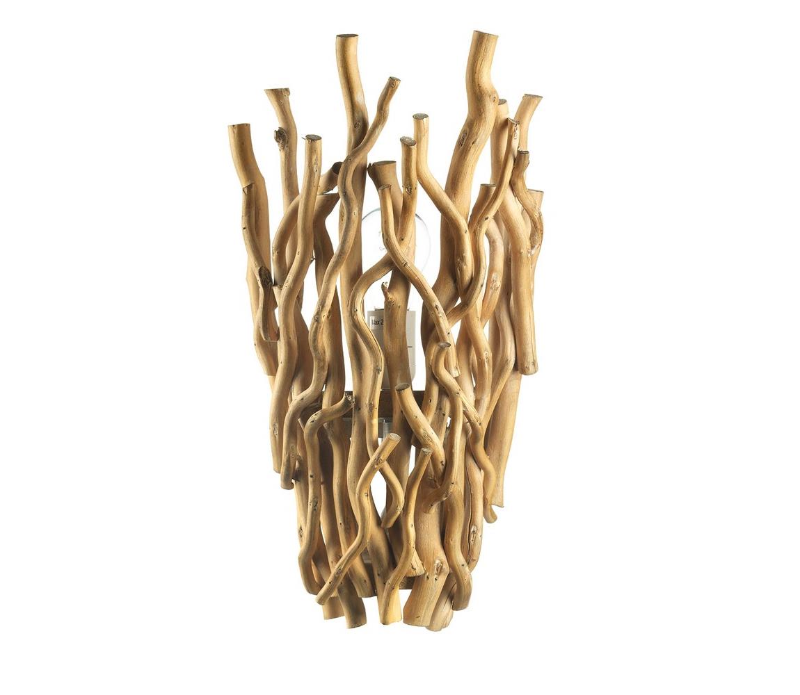 Kinkiet Agar z kloszem z drewna