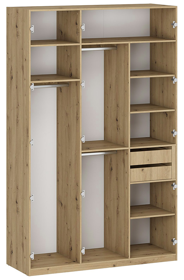 Korpus szafy z półkami i drążkami 150 cm P6-F50