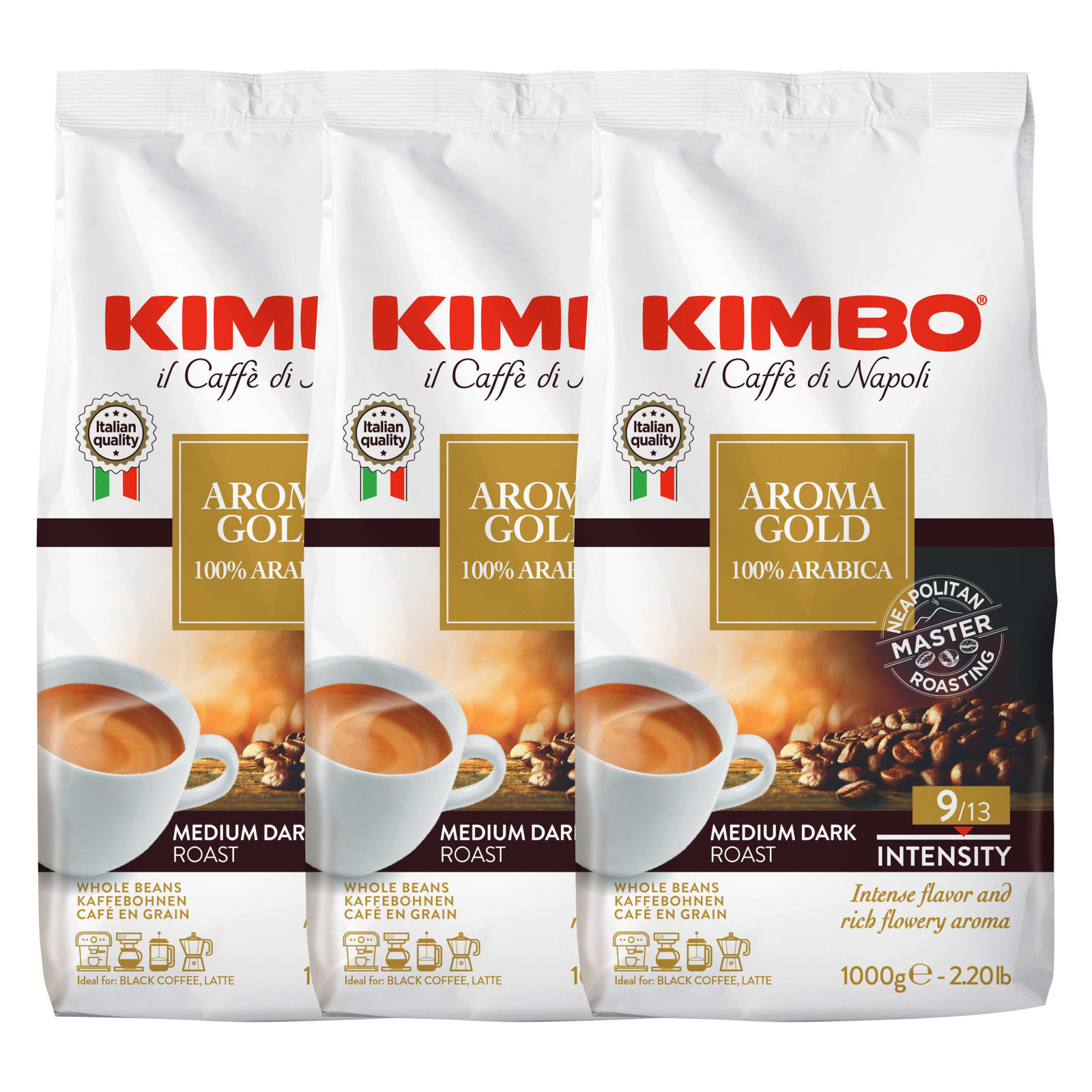 SUPER CENA - TANIA DOSTAWA ! -  ! Kawa ziarnista 1000g KIMBO 100% Arabica (8002200102180) - PACZKOMAT, POCZTA, KURIER