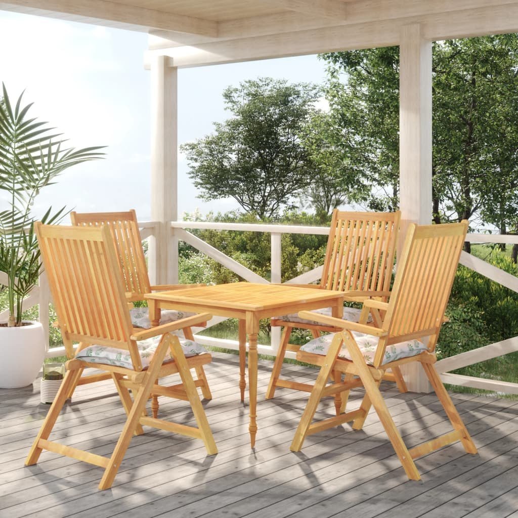 Poduszki na krzesła, 4 szt., wzór w liście, 40x40x7 cm, tkanina