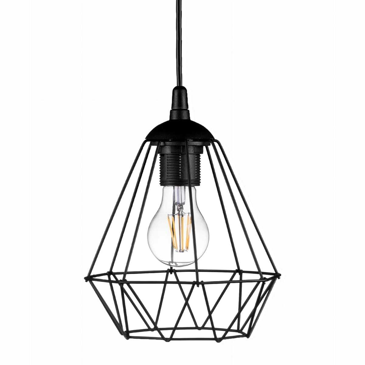 Lampa wisząca druciana diament czarna