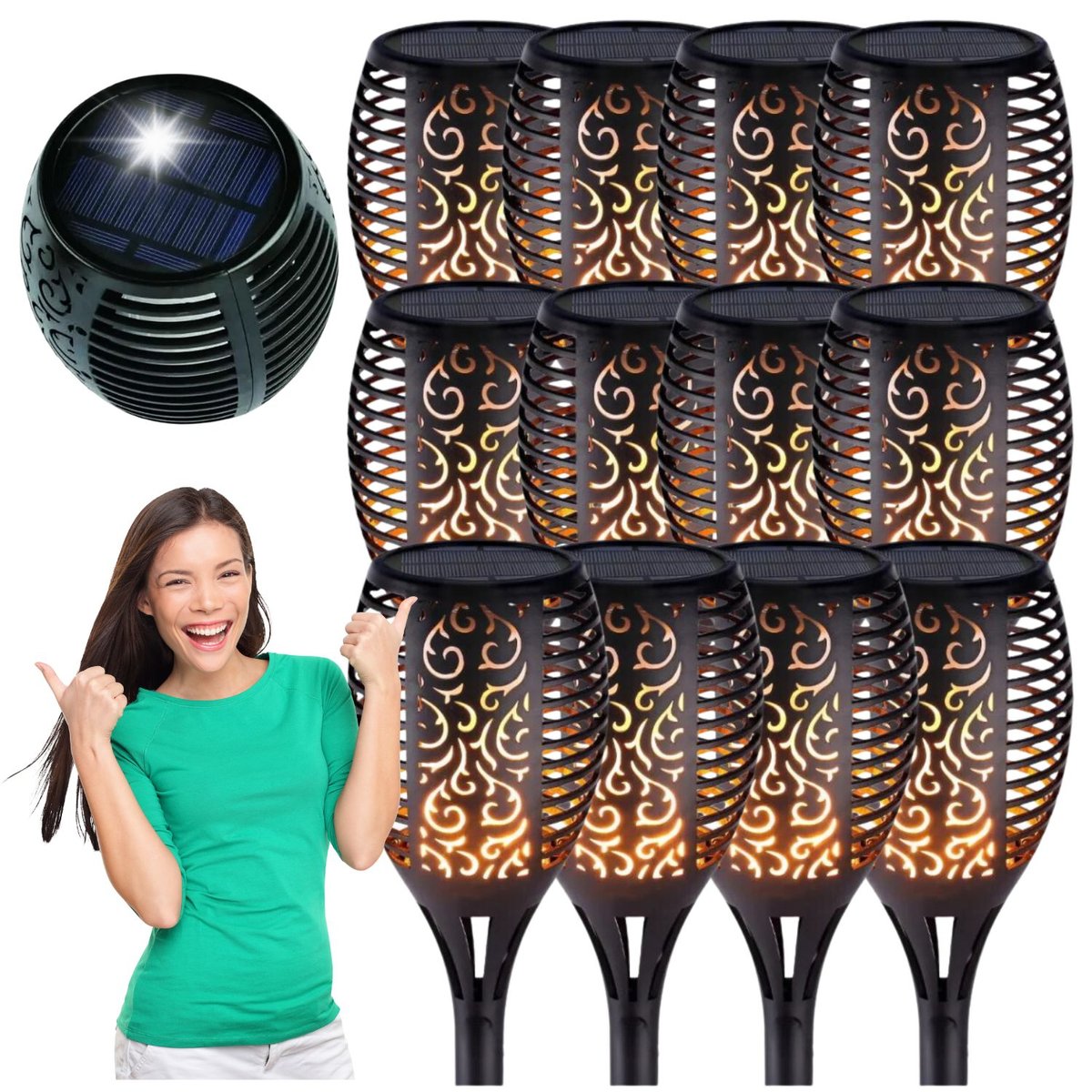 12X Lampa Pochodnia Solarna Led Zestaw