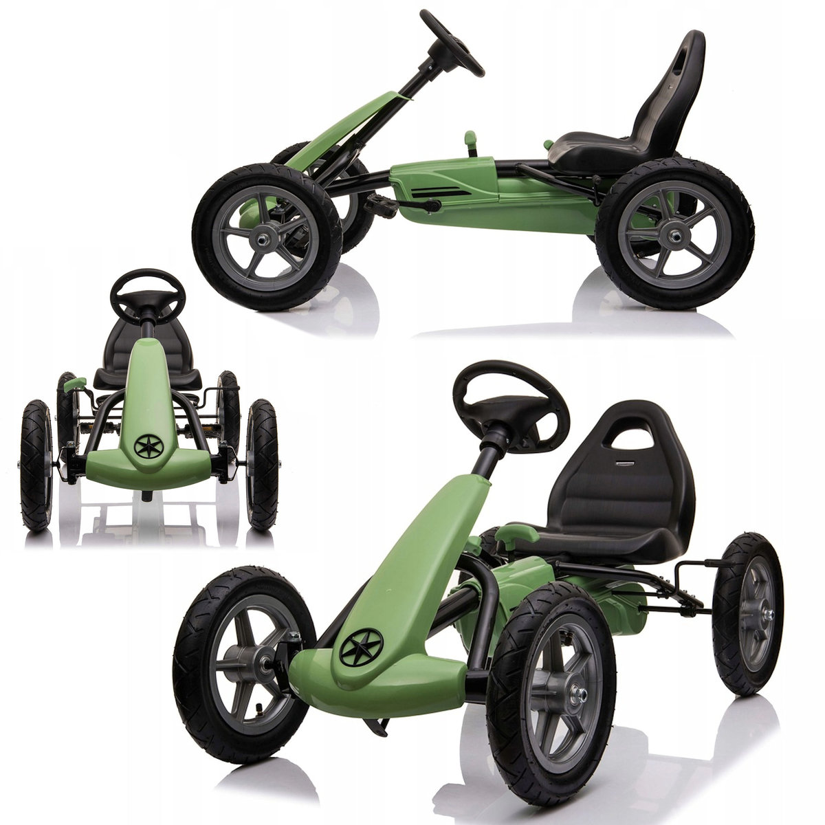 Coil Gokart Race Na Pedały Dla Dzieci Zielony. Pompowane Koła