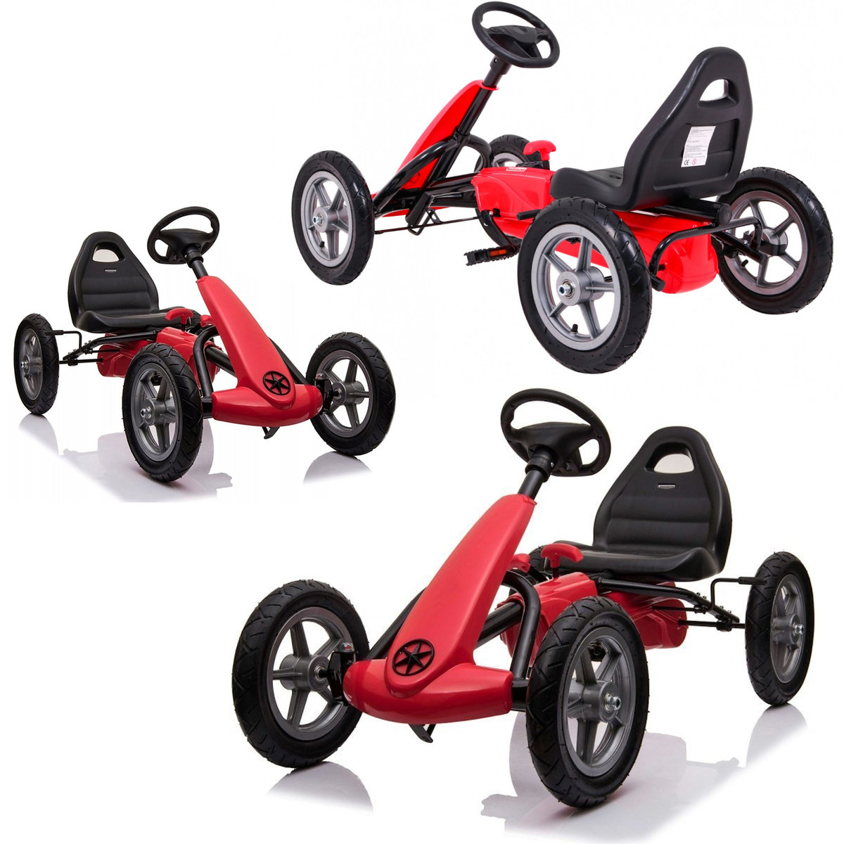 COIL Gokart Race na pedały dla dzieci czerwony. pompowane koła