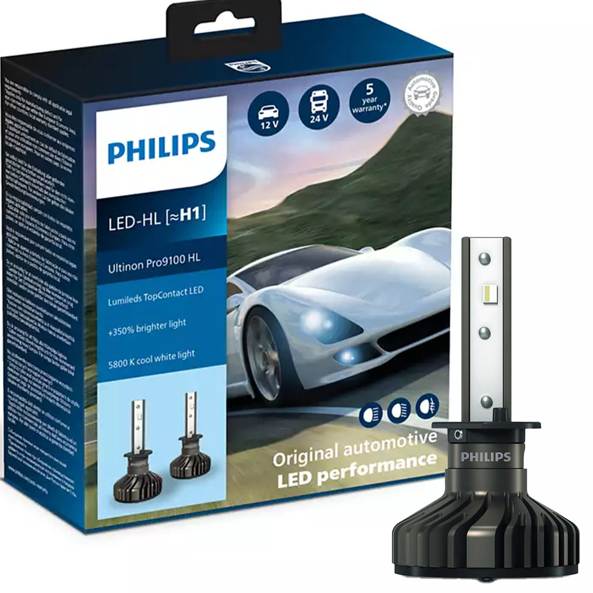 Philips Ultinon Pro9100 z ekskluzywną samochodową diodą LED Lumileds [~H1]