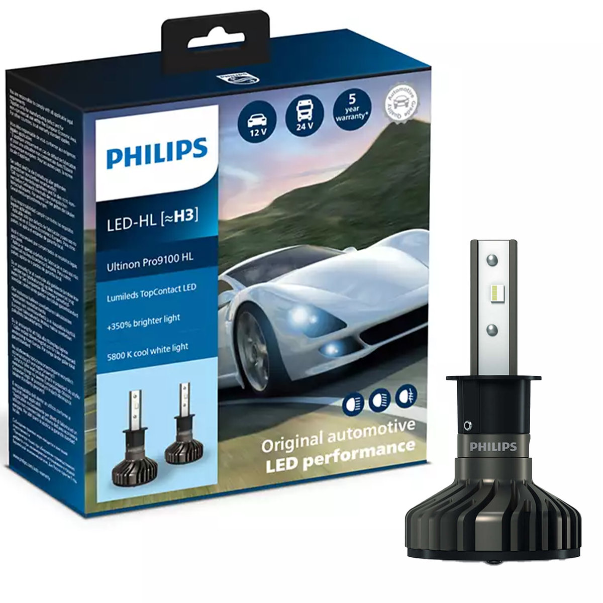 Philips Ultinon Pro9100 z ekskluzywną samochodową diodą LED Lumileds [~H3]