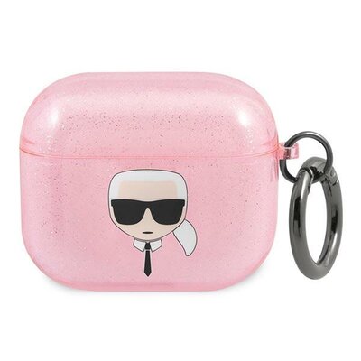 Apple Karl Lagerfeld Karl Lagerfeld Etui Karl Lagerfeld KLA3UKHGP AirPods 3 cover różowy/pink Glitter Karl`s Head KLD752PNK