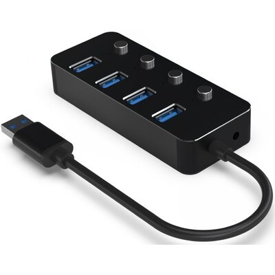 GEMBIRD 4-portowy HUB USB 3.1 Gen 1 z przełącznikami czarny