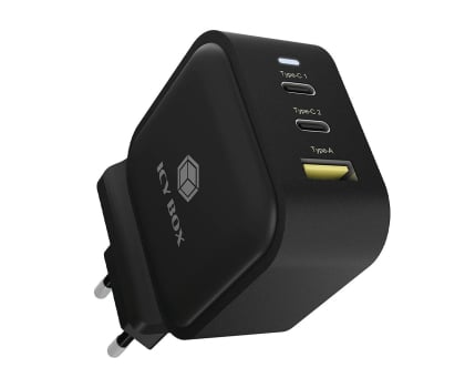 Icy Box Ładowarka sieciowa 65W 2x USB-C USB-A EU UK US