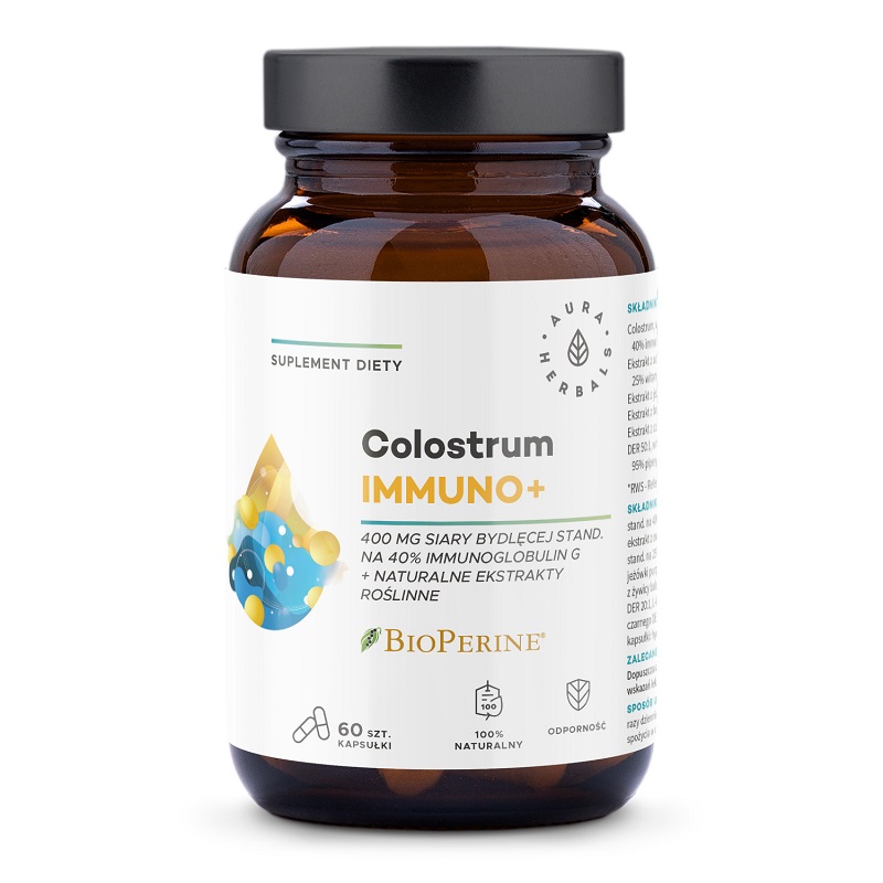 Aura Herbals Colostrum Immuno + Bioperine - suplement diety 60 szt.