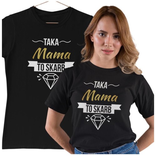 Koszulka dla Mamy na Dzień Matki z napisem Taka mama to skarb w kolorze czarnym