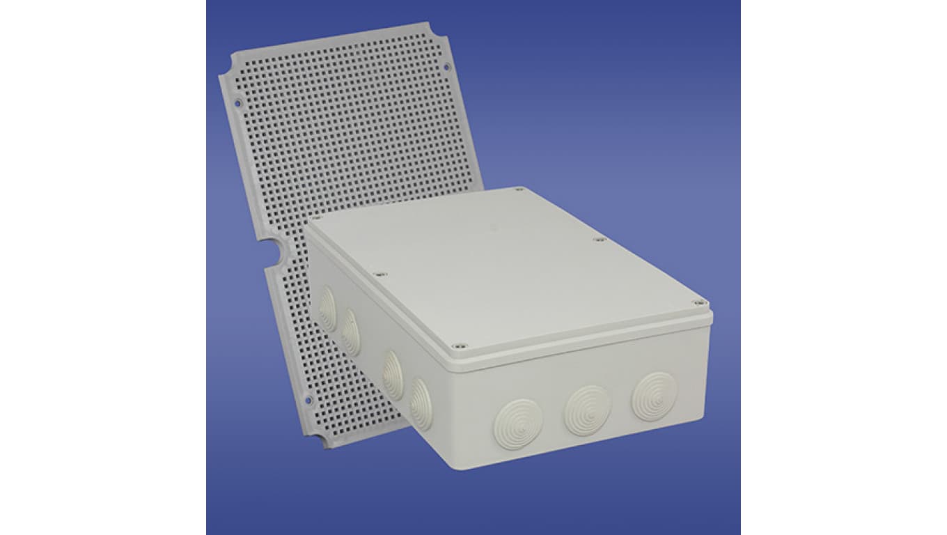 Puszka n/t hermetyczna pusta z membranami z płytą montazową 348x228x102 IP65 szara PH-5C.3 P 28.590