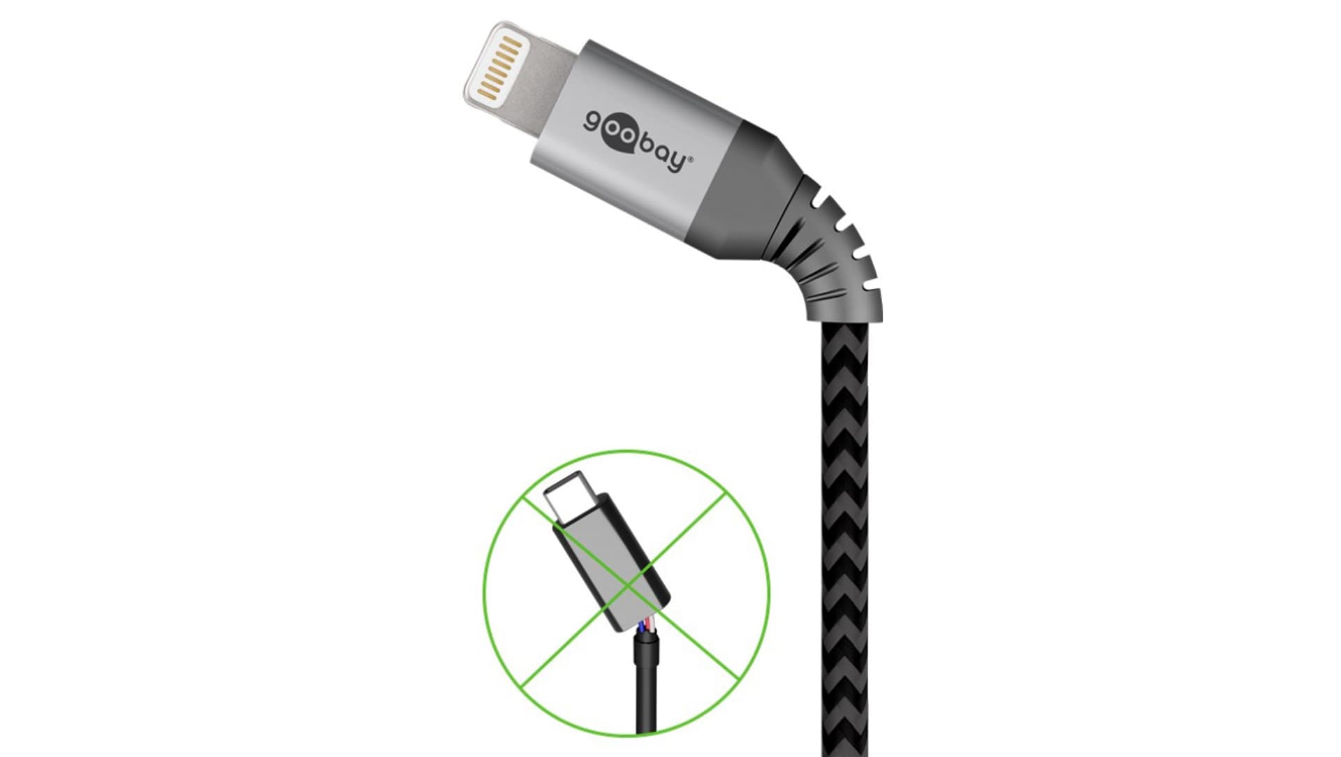 Kabel Lightning na USB-C tekstylny z metalowymi wtyczkami (srebrny) 0,5 m 49270