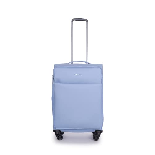 Stratic Light + walizka z miękką obudową, walizka podróżna na kółkach, bagaż podręczny, zamek TSA, 4 kółka, możliwość rozszerzenia, jasnoniebieski, 67 cm, M