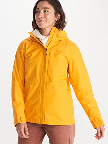Marmot Kobiety Wm's Minimalist GORE-TEX Jacket, Wodoodporna kurtka przeciwdeszczowa GORE-TEX, oddychający płaszcz przeciwdeszczowy z kapturem, lekka wiatrówka hardshell na wędrówki, Golden Sun, XL