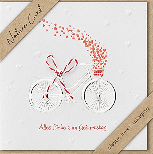 Kartka urodzinowa Nature Card Handmade - rower 15,5 x 15,5 cm