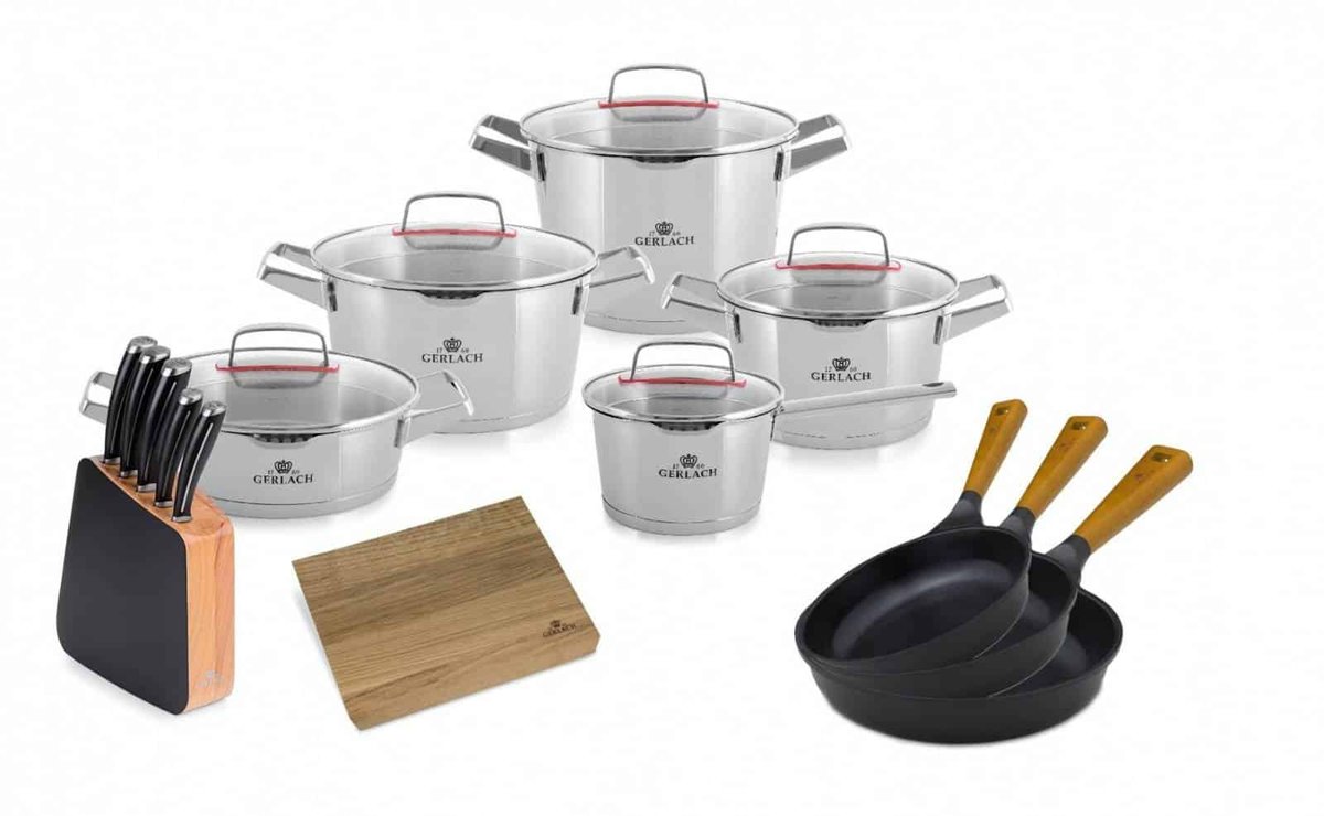 Zestaw Garnków 10 El. Superior + Zestaw Noży Loft + 3X Patelnie Natur + Deska