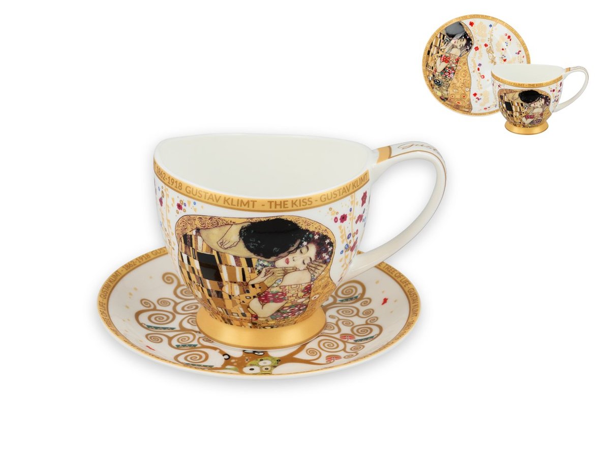 Filiżanka Espresso Vanessa - G. Klimt, Pocałunek, Białe Tło (Carmani)