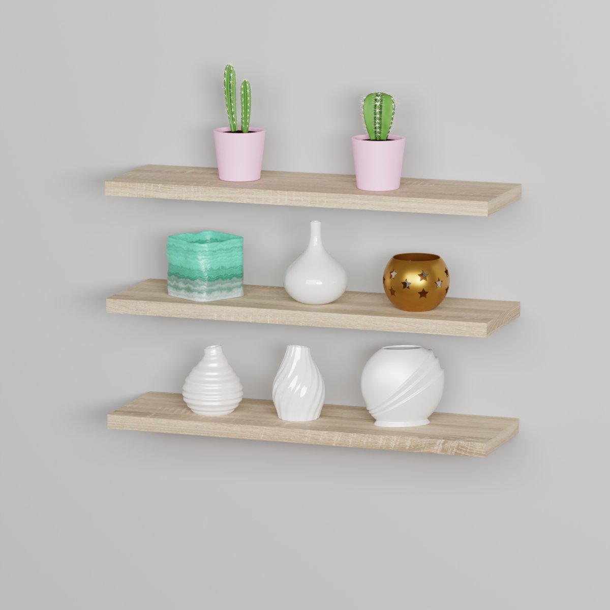 Półka ścienna wisząca 3x60 cm dąb sonoma