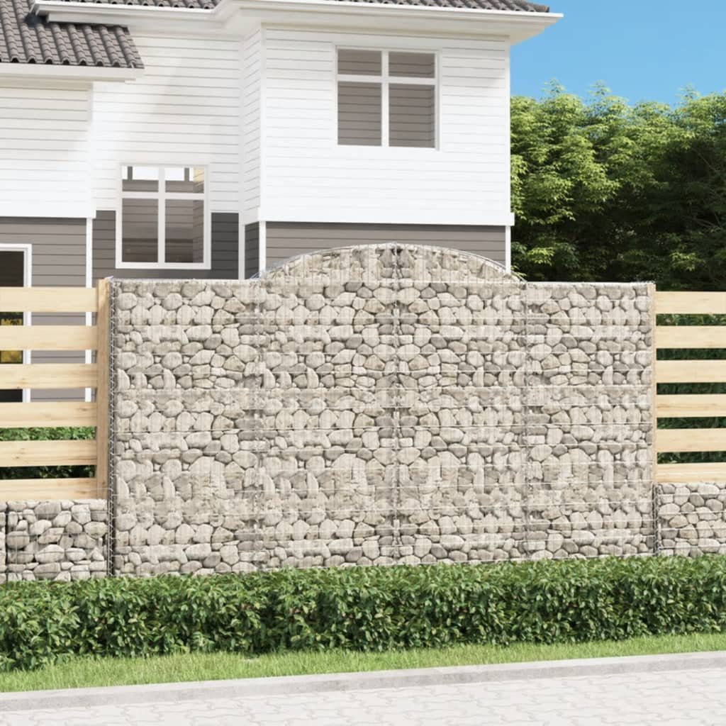 vidaXL Kosze gabionowe, 5 szt, 300x50x180/200 cm, galwanizowane żelazo