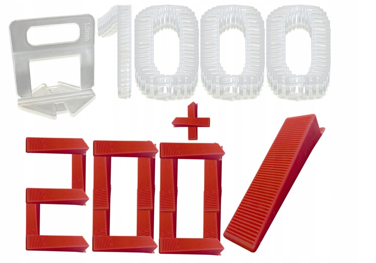 1000 Klipsów 200 Klin Zestaw Do Poziomowania Płytek