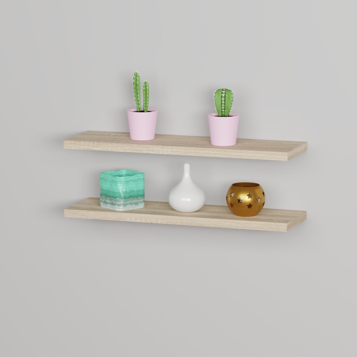 Półka ścienna wisząca 2x80 cm dąb sonoma