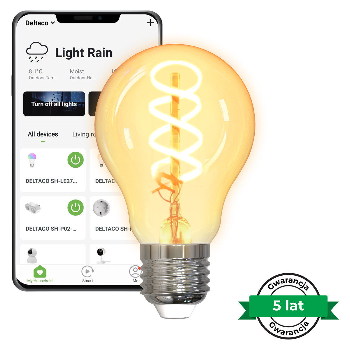 INTELIGENTNA ŻARÓWKA ŻARNIK LED BIAŁA E27