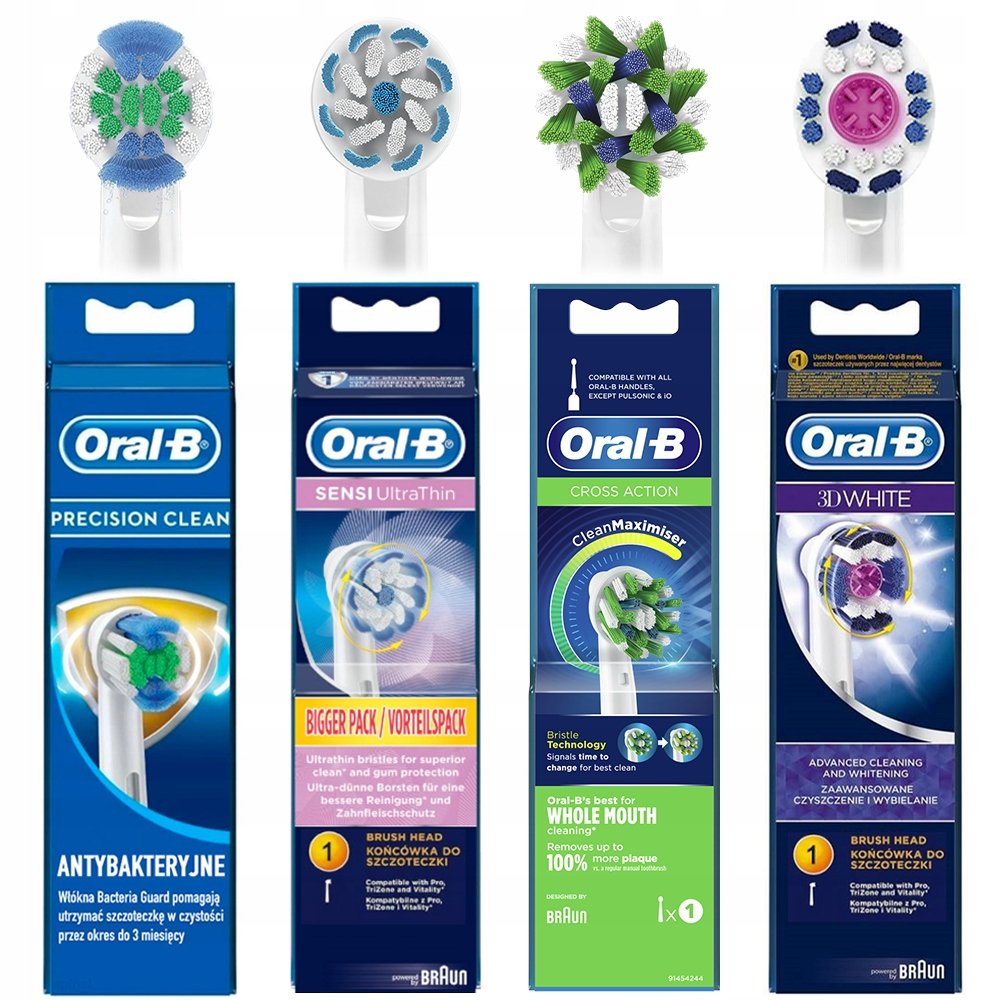 4X Końcówki Oral-B 3 D Cross Ultrathin Precision