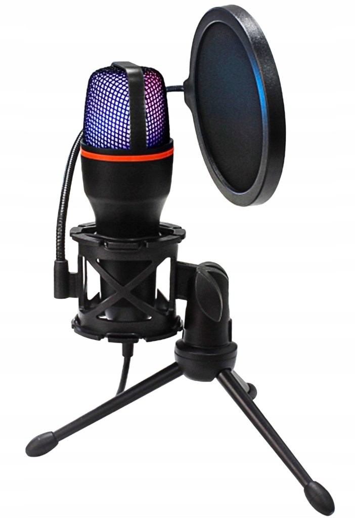 Mikrofon Do Komputera Pc Pojemnościowy Usb Led Rgb