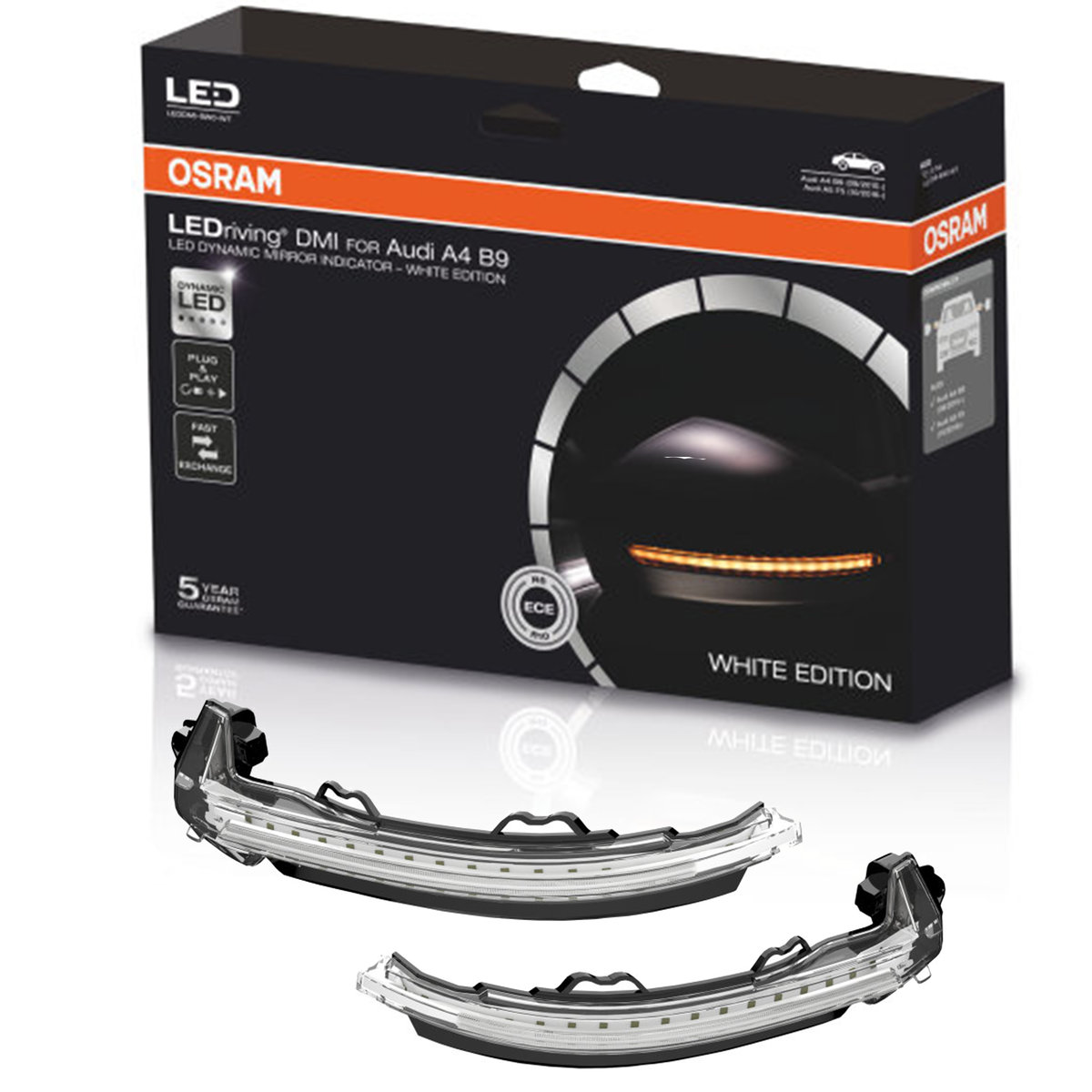 OSRAM OSRAM LEDriving DMI for Audi A4, A5, Kierunkowskazy boczne na lusterkach, 12,0 V, 2700 K, LEDDMI 8W0 BK S