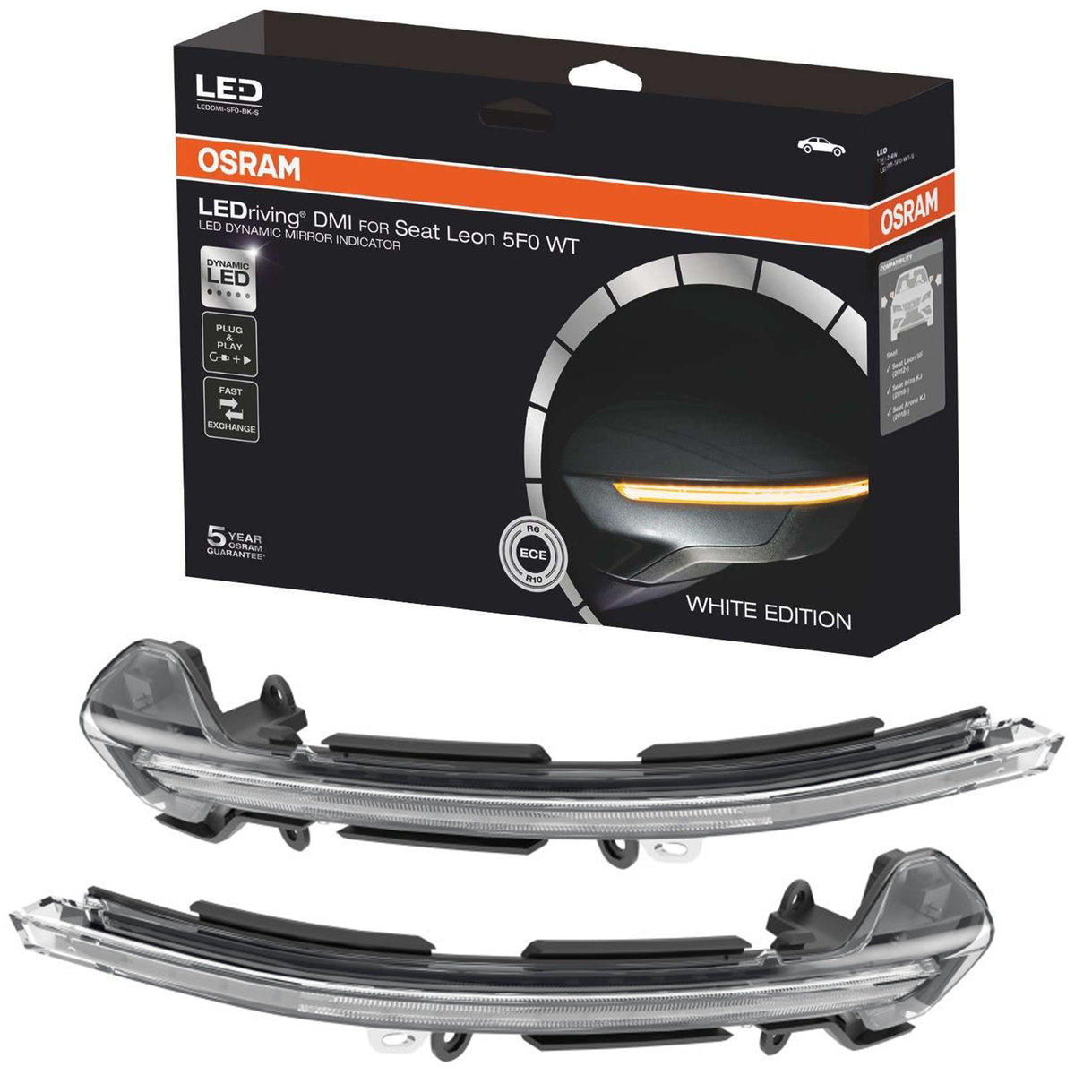 OSRAM OSRAM LEDriving DMI for Audi A3, Kierunkowskazy boczne na lusterkach, 12,0 V, 2700 K, LEDDMI 5F0 BK S