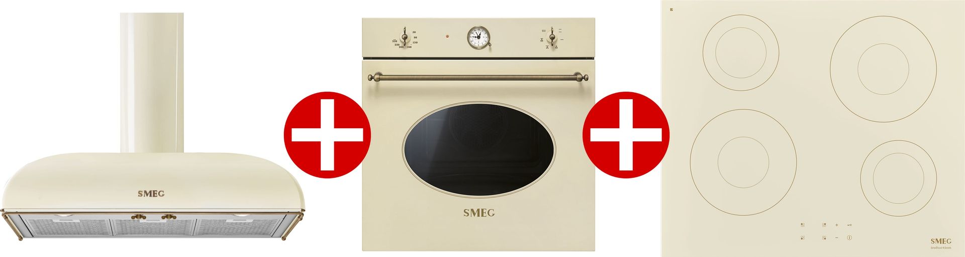 Zestaw SMEG okap KS89POE + piekarnik SF800PO + płyta SI2641DP | linia COLONIALE