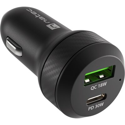 Natec Ładowarka samochodowa Coney 1x USB 1x USB-C QC 3.0 48W Czarna