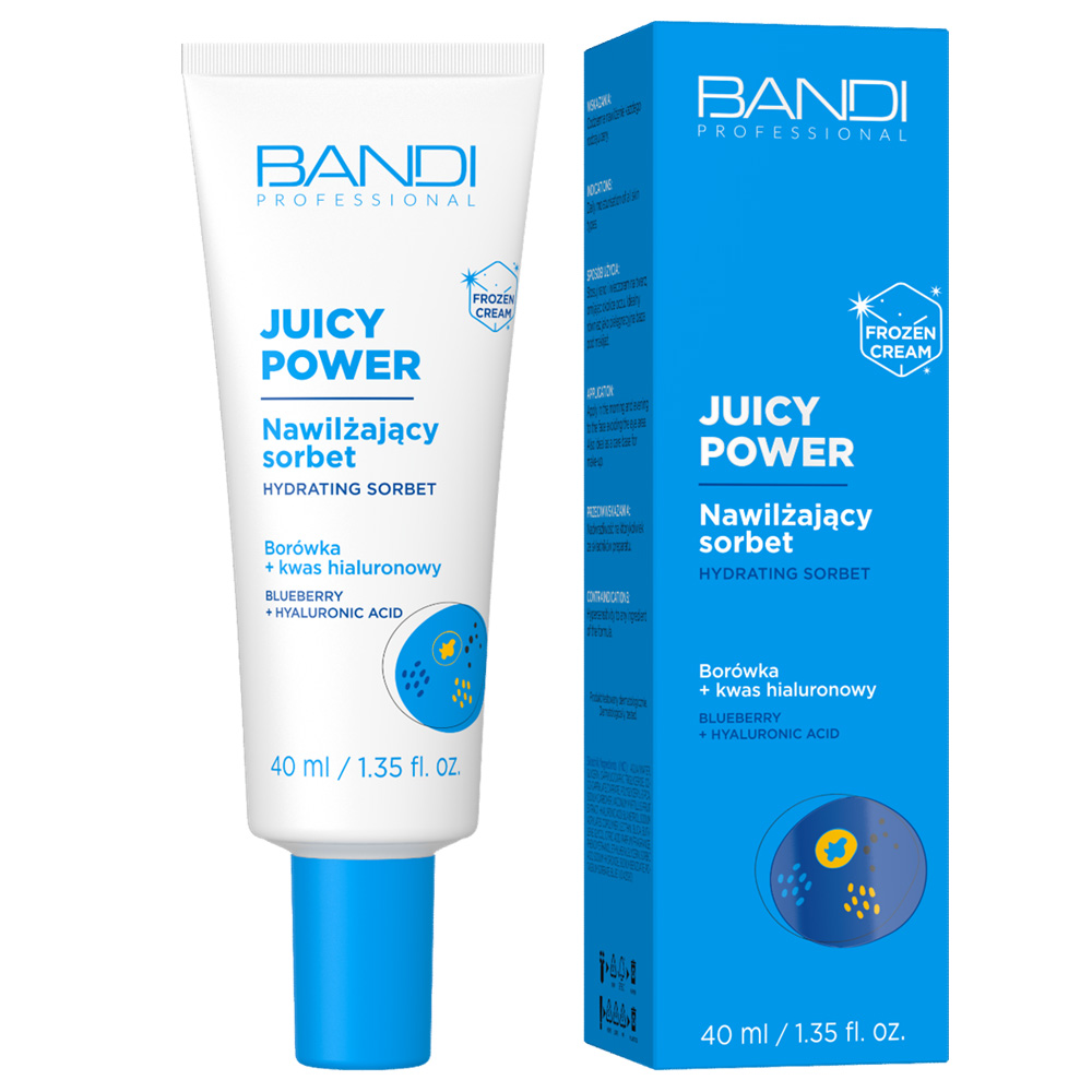 Bandi Juicy Power, nawilżający sorbet do twarzy, borówka + kwas hialuronowy, 40ml