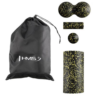 FSBM04 BLACK-YELLOW SET ZESTAW DO MASAŻU WAŁKI/PIŁKI(4 szt) HMS