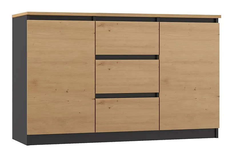 Komoda Z Szufladami I Półkami Dąb Artisan + Antracyt K0-W45