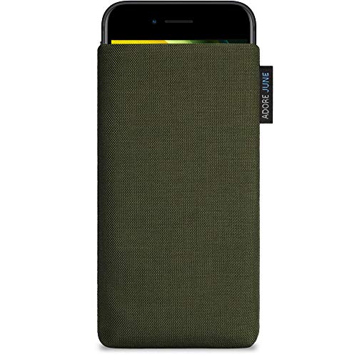 Adore June Klasyczne oliwkowo-zielone etui kompatybilne z Apple iPhone SE 2 etui na telefon komórkowy z wytrzymałego materiału Cordura z efektem czyszczenia wyświetlacza, wyprodukowano w Europie