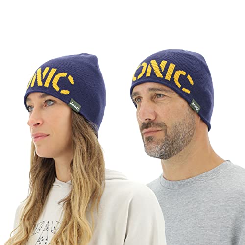 Jeep O102598-K877 J Czapka z dzianiny Iconic J22W Unisex Deep Niebieski/Solar Yell XL