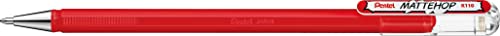 Pentel K110-VBX Mattehop żelowy długopis atramentowy z wysoko kryjącym atramentem, o matowym wykończeniu, model z nasadką, 1 sztuka, czerwony