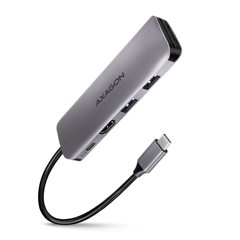 Wieloportowy hub HMC-5 2x USB-A, HDMI, SD/microSD, USB 3.2 Gen 1, PD 100W, 20cm USB-C kabel