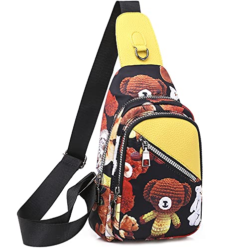 BDLDCE Girl's wędrówki lekka torba na klatkę piersiową Sling ramię plecaki żółte, 19 x 27-31 x 10 cm, żółty, 19 x 27-31 x 10 cm