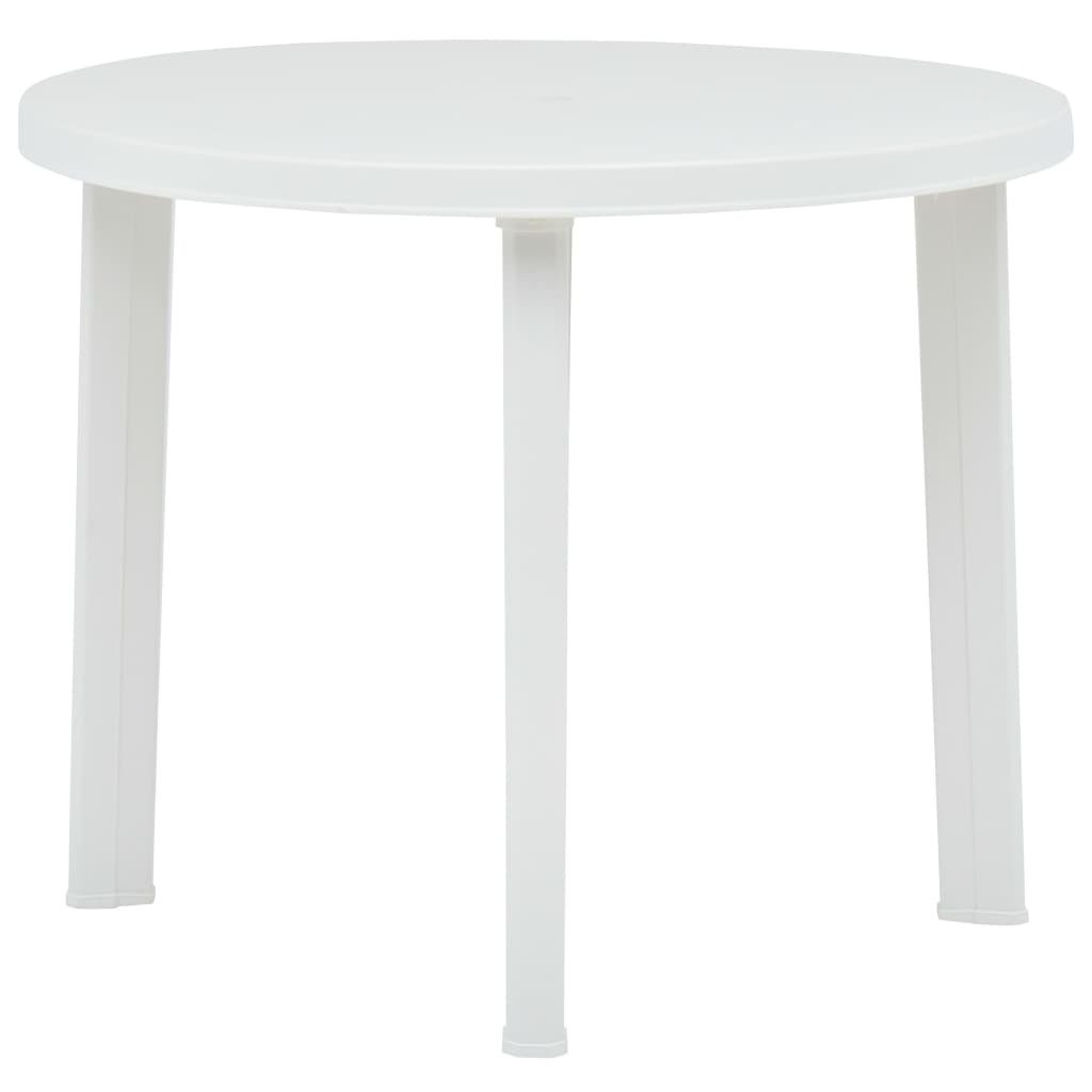 vidaXL Stolik ogrodowy, biały, 89 cm, plastikowy