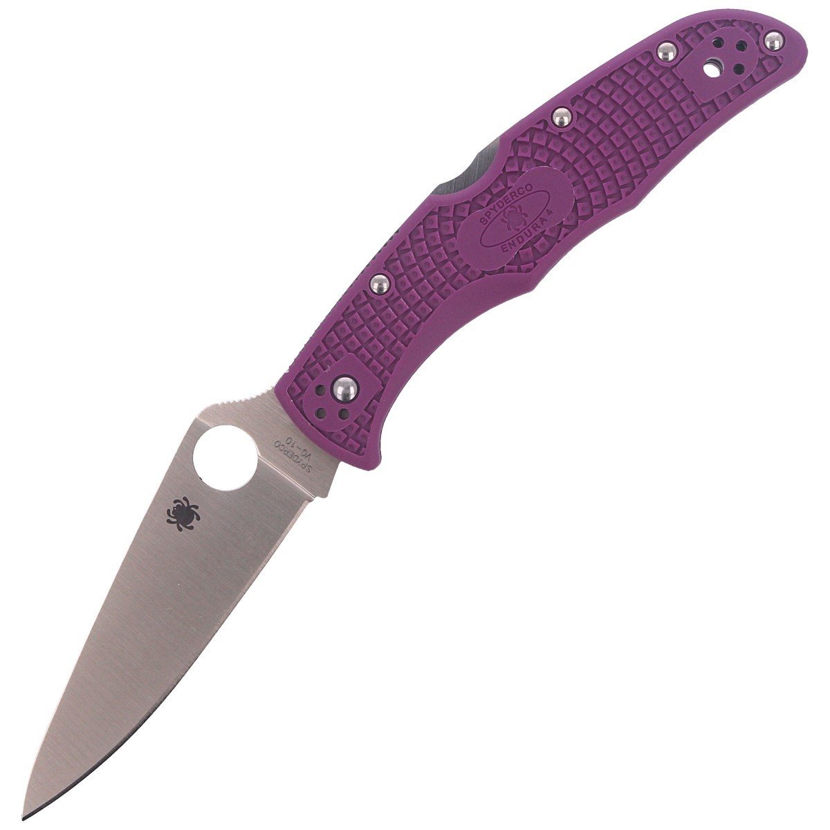 Spyderco Endura 4, Purple FRN Handle, Plain C10FPPR